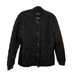Abercrombie & Fitch Quilted Jacket Mens L Black Blanket Lined Military Style